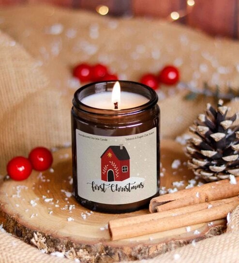 Soy Wax Christmas Special Scented Candle in Glass Jar by Aromatic fables