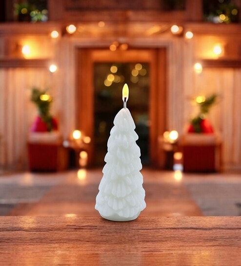 White Wax Christmas Tree Candle