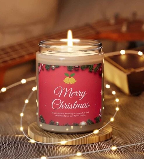 Soy Wax Merry Christmas Scented Candle In Glass Jar