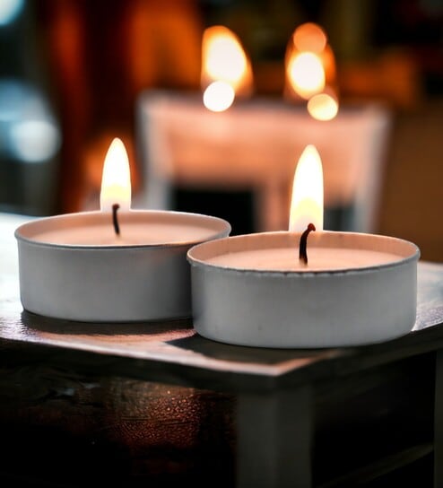 White Wax Tealight Candles Set Of 50