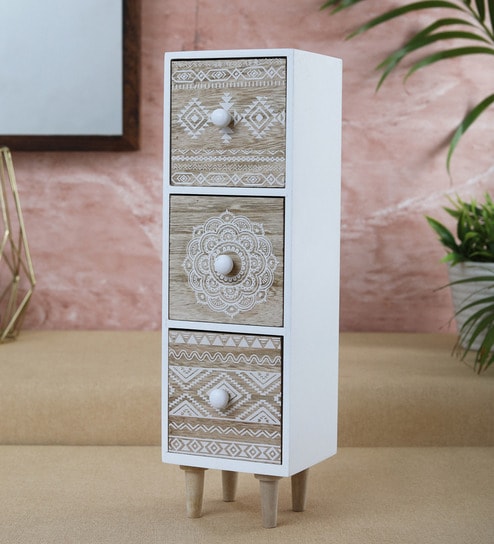Buy White Wood Boudior Vertical Drawer Trinket Box By Oddcroft