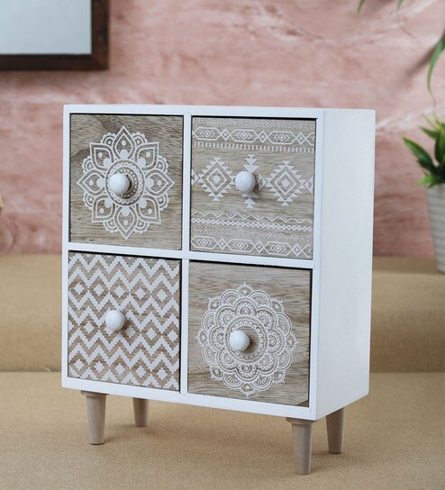 Buy White Wood Boudoir Drawer Trinket Box By Oddcroft Online