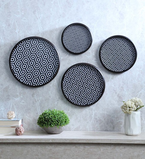 Buy White Wood Decorative Wall Plate Set Of 4 By Crayton Online