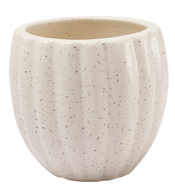 Buy White Ceramic Pumkin Shaped Flower Pot by Cdi Online Desk Pots