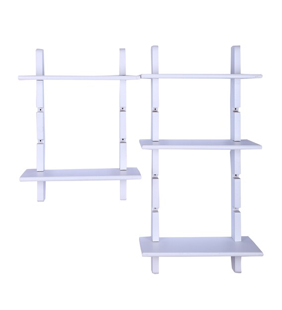 Buy Engineered Wood Ladder Floating Wall Shelf in White Colour by