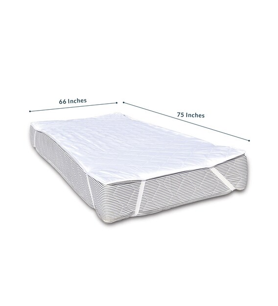 Buy Valencia Polyester Queen Size 75x66 Mattress Protector In White by