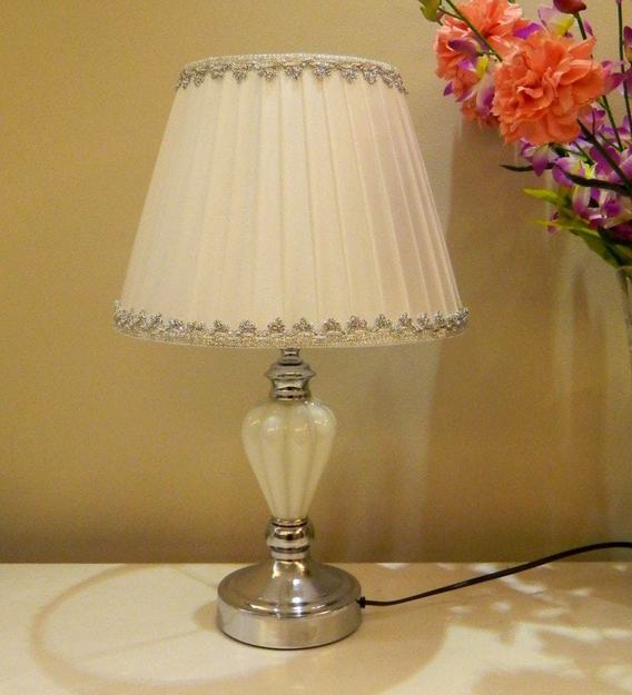 Buy White Satin Table Lamp By Tu Casa Online Country Table Lamps Table Lamps Lamps Lighting Pepperfry Product
