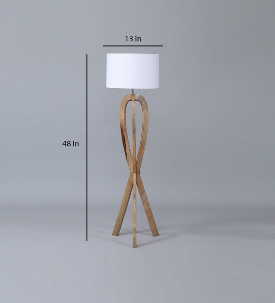 Buy White Shade Floor Lamp with Wood Base By Sapphire Online Modern