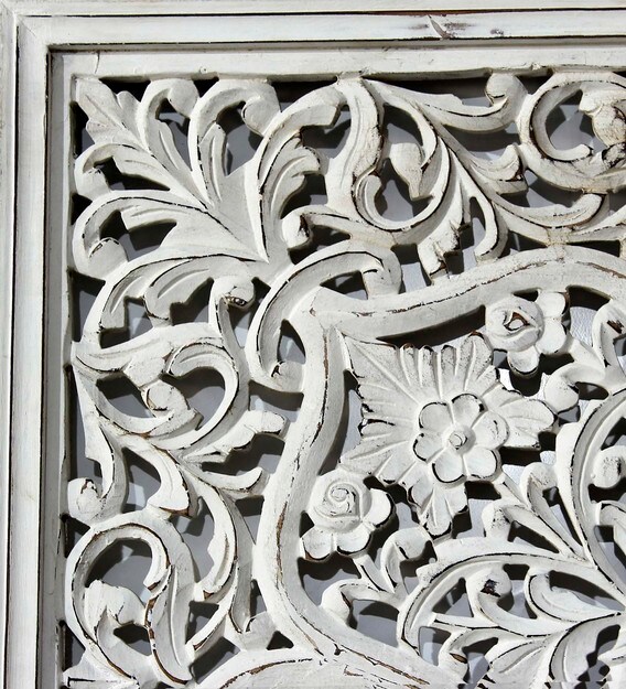 Buy White Wood Handcarving Large Wall Art By Craftter Online Wooden