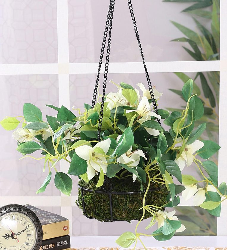 Buy White Polyester Bougainvillea Artificial Flower With Hanging