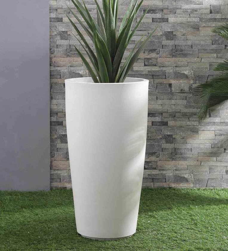 Buy White Polymer Round Shaped Large Planter by Yuccabe Italia Online ...