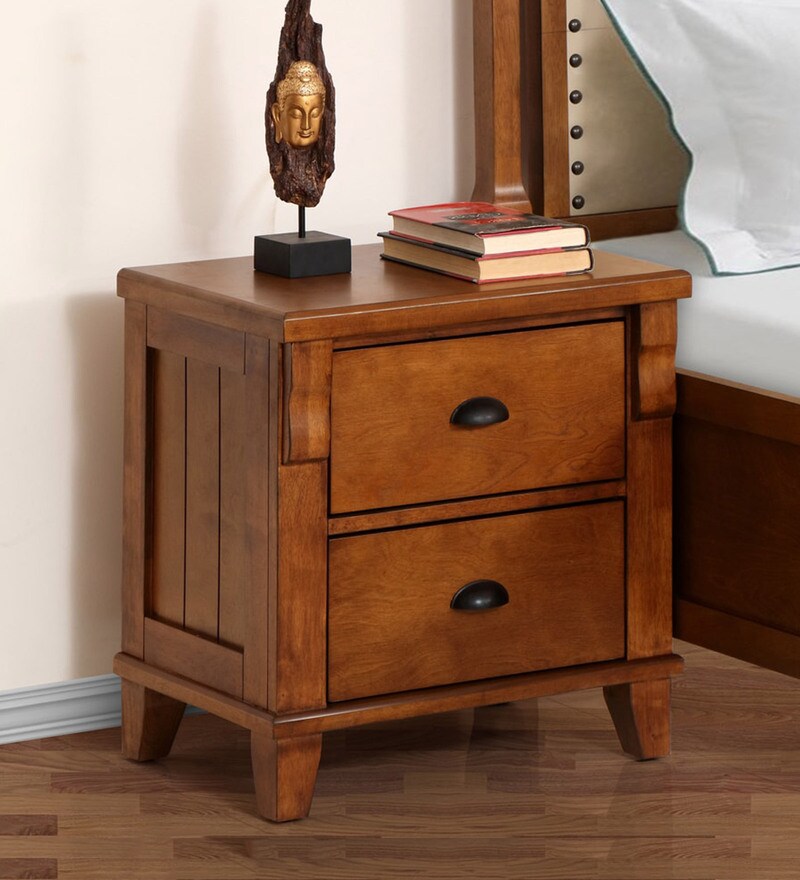 Buy Wheaton Bedside Table In Light Walnut Finish By Evok Online