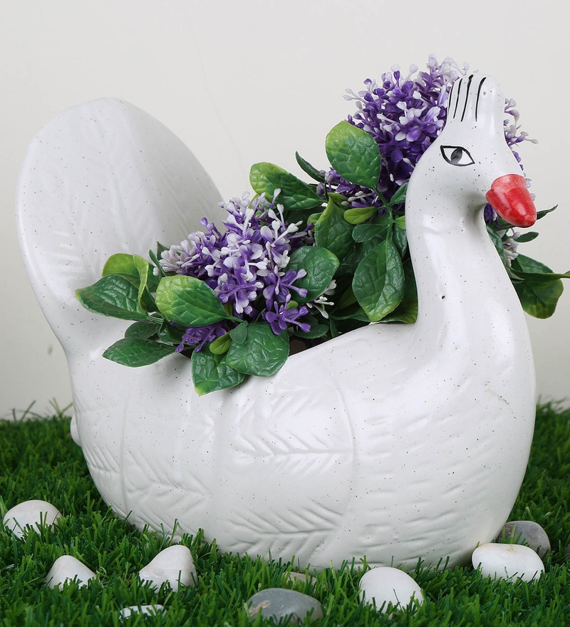 Buy White Ceramic Peacock Shape Planter By Justoriginals Online Floor   White Ceramic Peacock Shape Planter By Justoriginals White Ceramic Peacock Shape Planter By Justorig Dzv6ms 