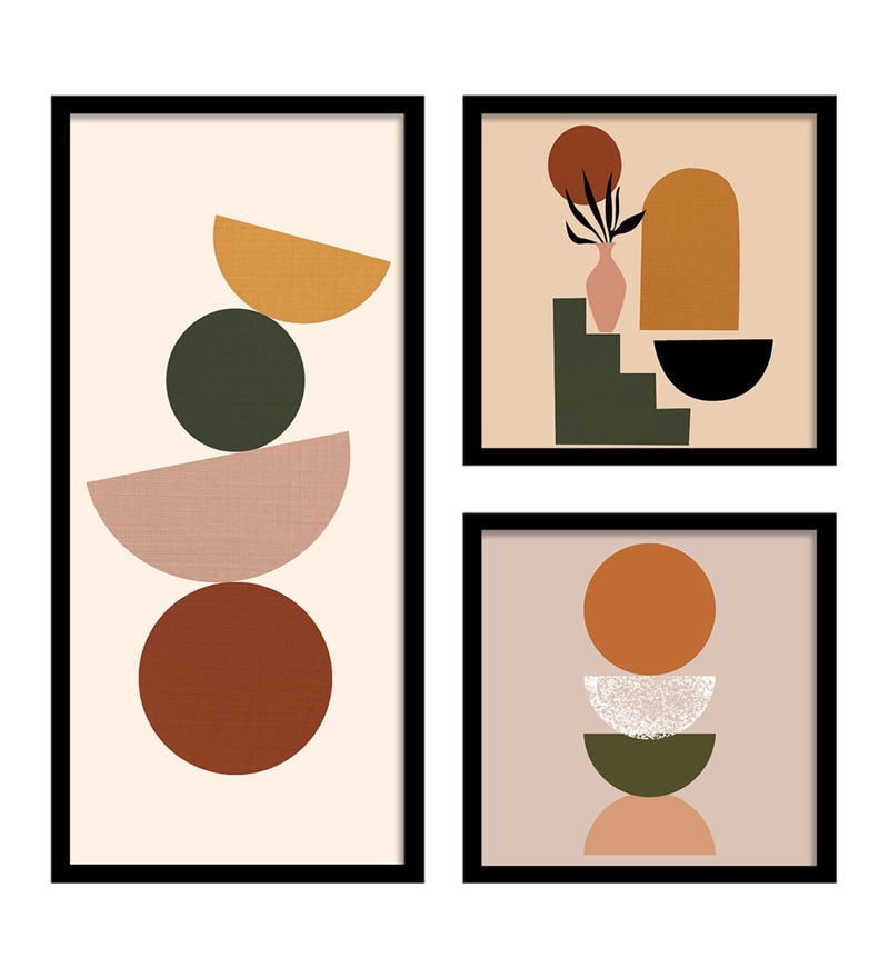 Buy White Circular Motif Set Of 3 Framed Wall Art Print By Art Street Online Abstract Art