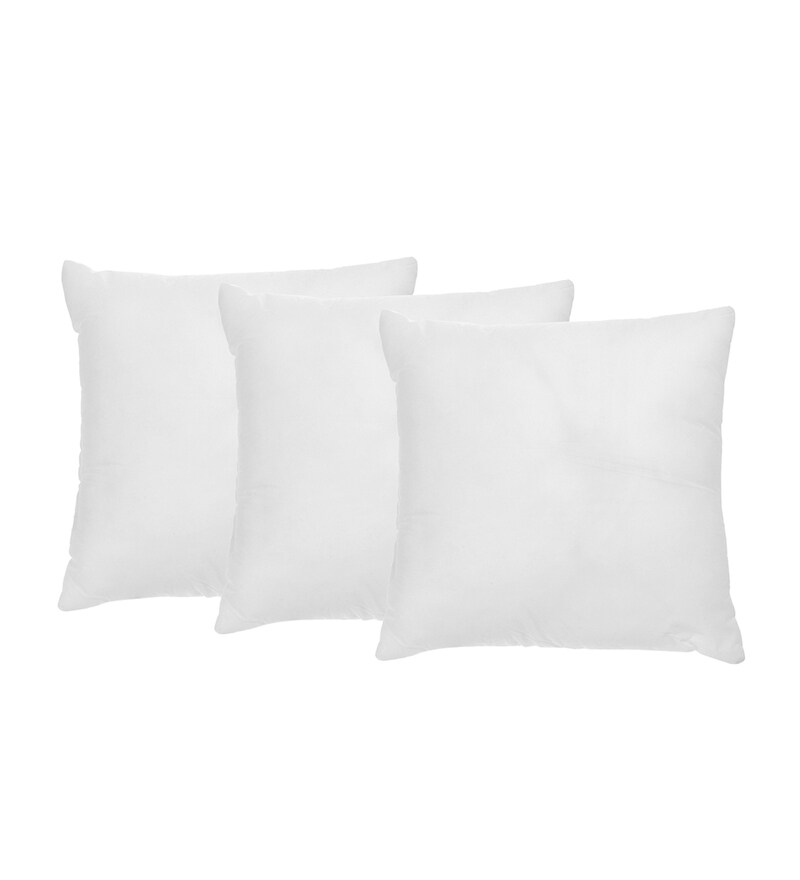 Buy White Cotton Microfiber Filled 12X12 Inches Cushion Inserts (Set Of