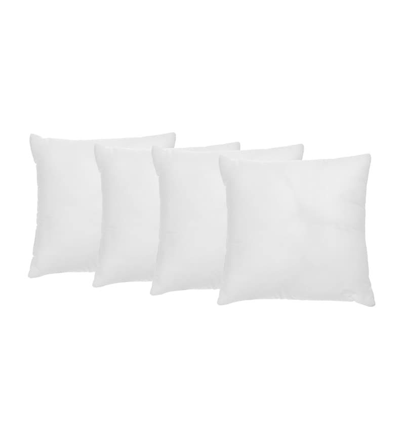 Buy White Cotton Microfiber Filled 16X16 Inches Cushion Inserts (Set Of
