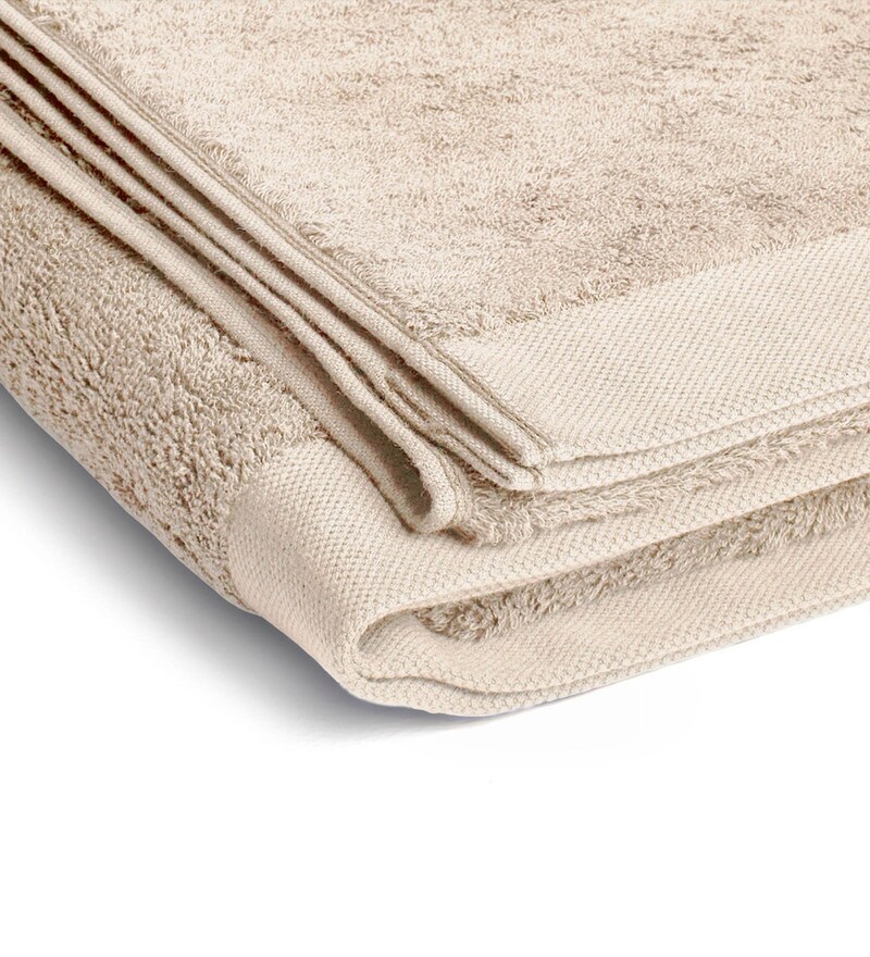 Buy Cream Solid 625 GSM Cotton Bath Towel by Ddecor Live Beautiful