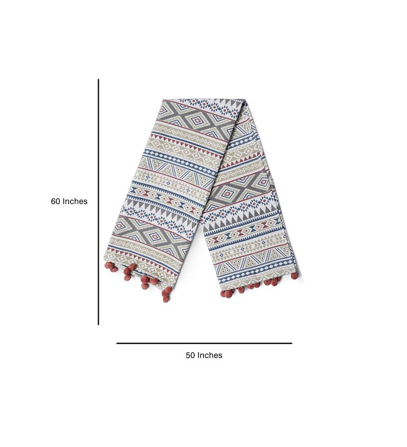 Buy White Cotton Printed 60 x 50 Inches Throw by Ode & Cleo Online