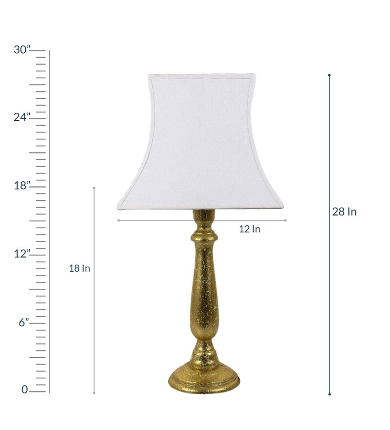 Buy White Fabric Shade Table Lamp with Gold Base by Grated Ginger