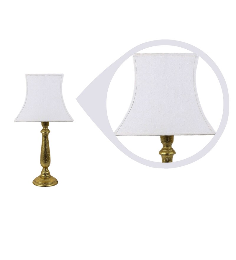 Buy White Fabric Shade Table Lamp with Gold Base by Grated Ginger