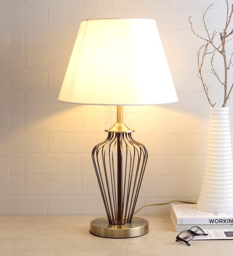 Buy White Fabric Denver Table Lamp by Jainsons Emporio ...