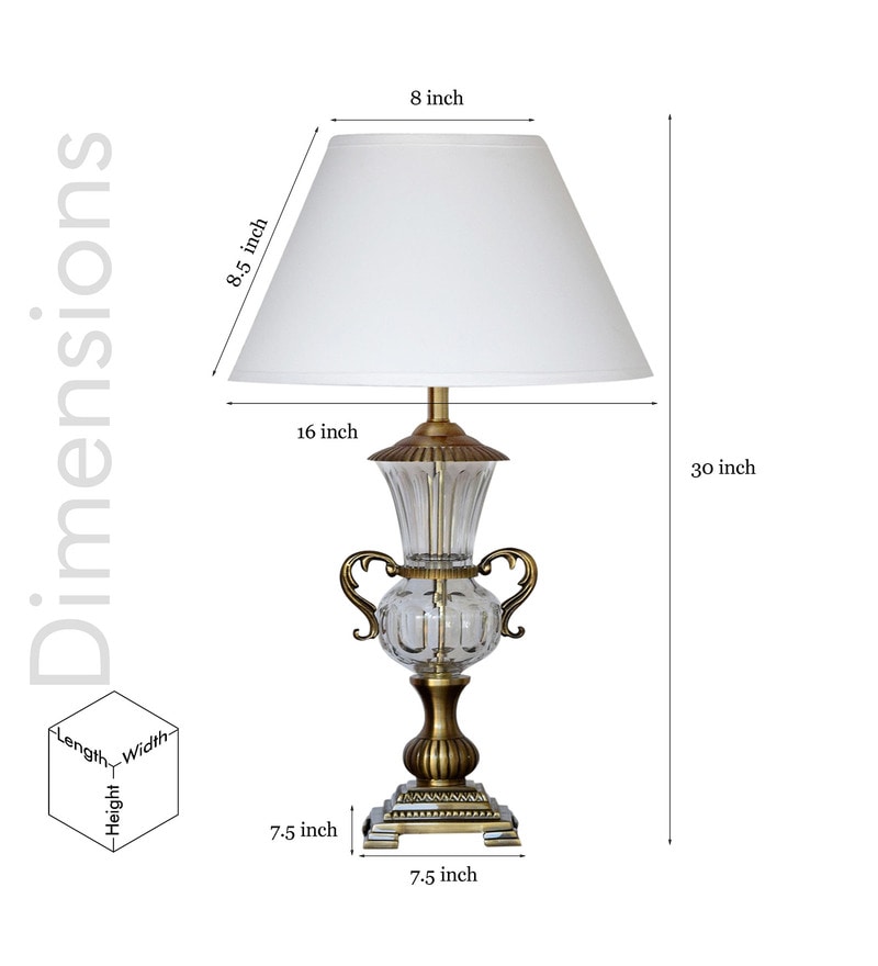 Buy White Fabric Shade Table Lamp with Gold Base by Kapoor E
