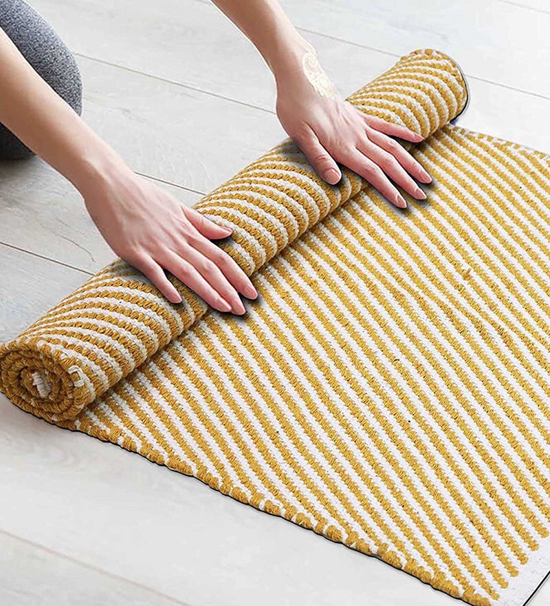 Buy Striped Cotton 5 x 2 Feet Flat Weave Bedside Runner by The Home