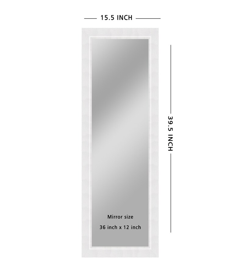 Buy Engineered Wood Full Length Mirror in White colour by Elegant Arts