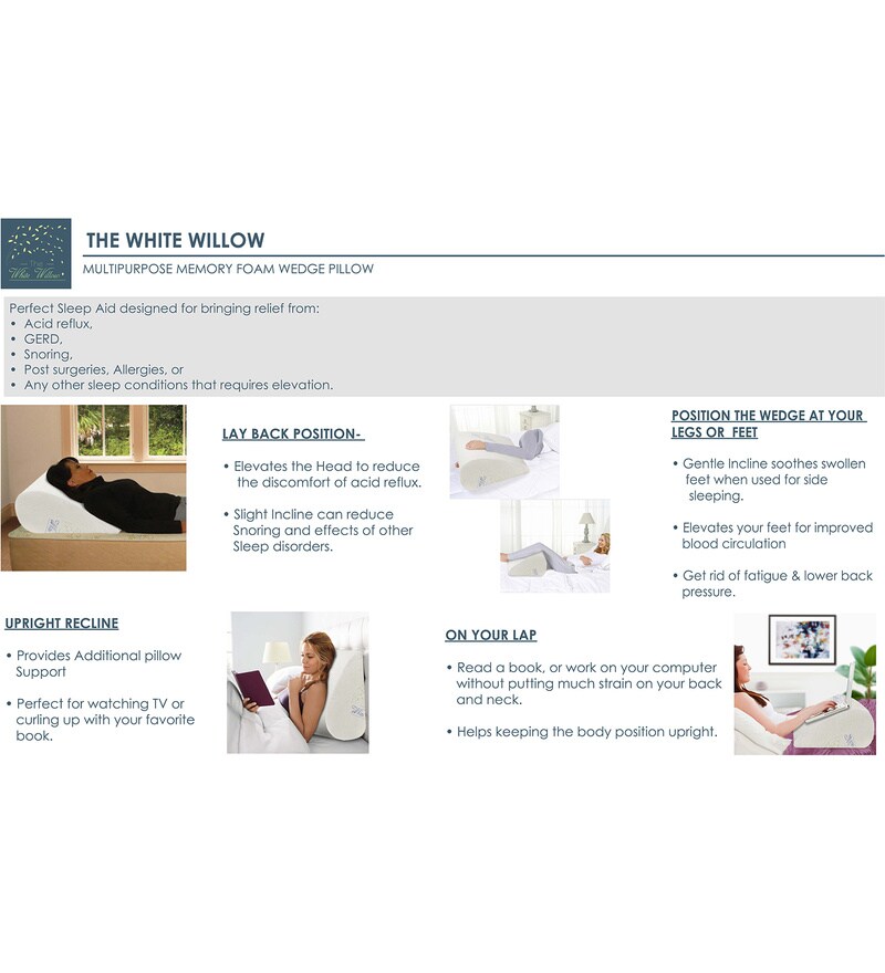 Buy Orthopedic Memory Foam Firm Bed Wedge in White by The White Willow Online Bed Wedges Bed