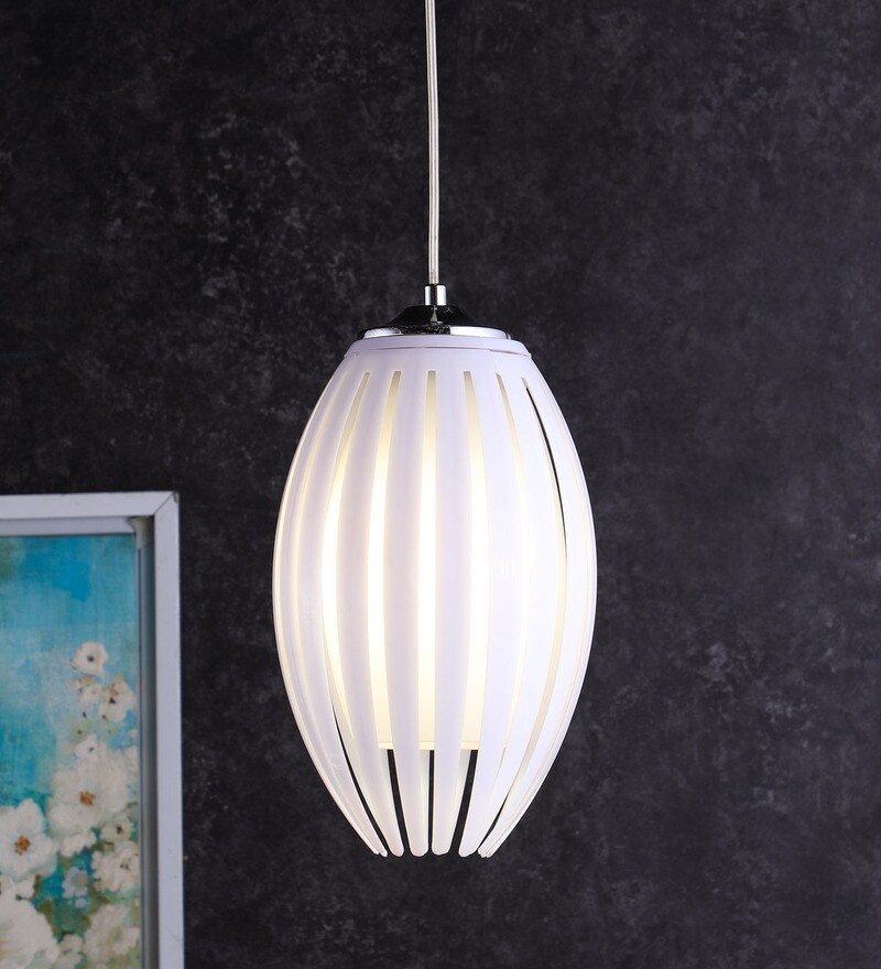 Buy White Plastic Hanging Light By Stello Online Contemporary