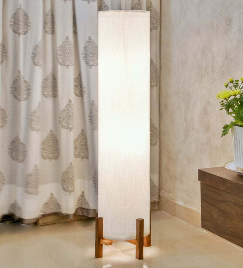 Buy White Plastic Shade Floor Lamp with Brown Base by SoulTribe Online ...