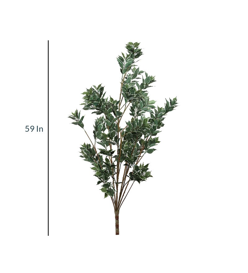 Buy White Polyester Artificial Ficus Plant Without Pot by PolliNation