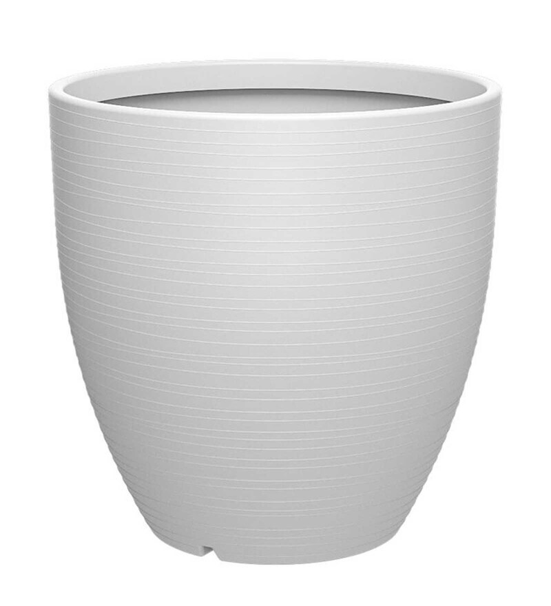 Buy White Polymer Iraka Small Floor Planter by Planters Online Floor