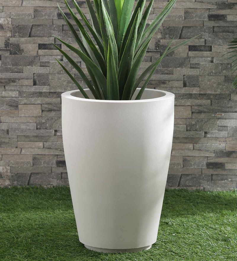 Buy White Polymer Round Shaped Large Planter by Yuccabe Italia Online ...