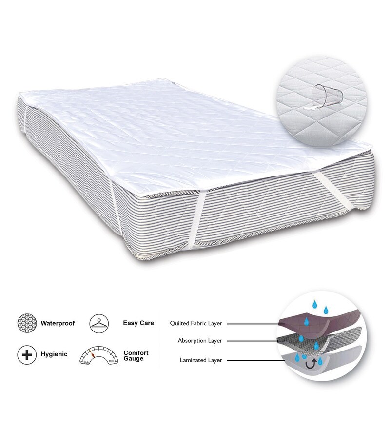 Buy Valencia Polyester Queen Size 75x60 Waterproof Mattress Protector