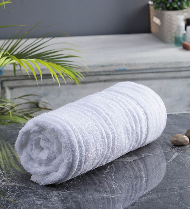 Buy White Cotton 700 GSM Bath Towel by Turkish Bath Online Solid