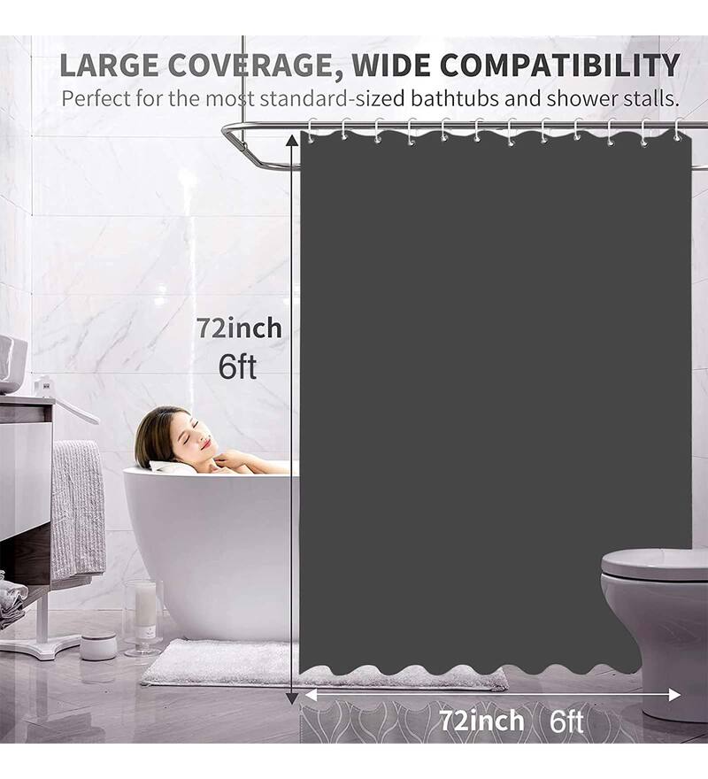 Buy White PVC Abstract 6ft Semisheer Rod Pocket Shower Curtain by