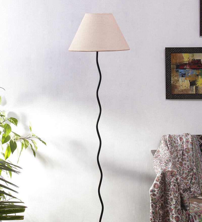 Buy White Shade Floor Lamp With Iron Base By New Era Online Club
