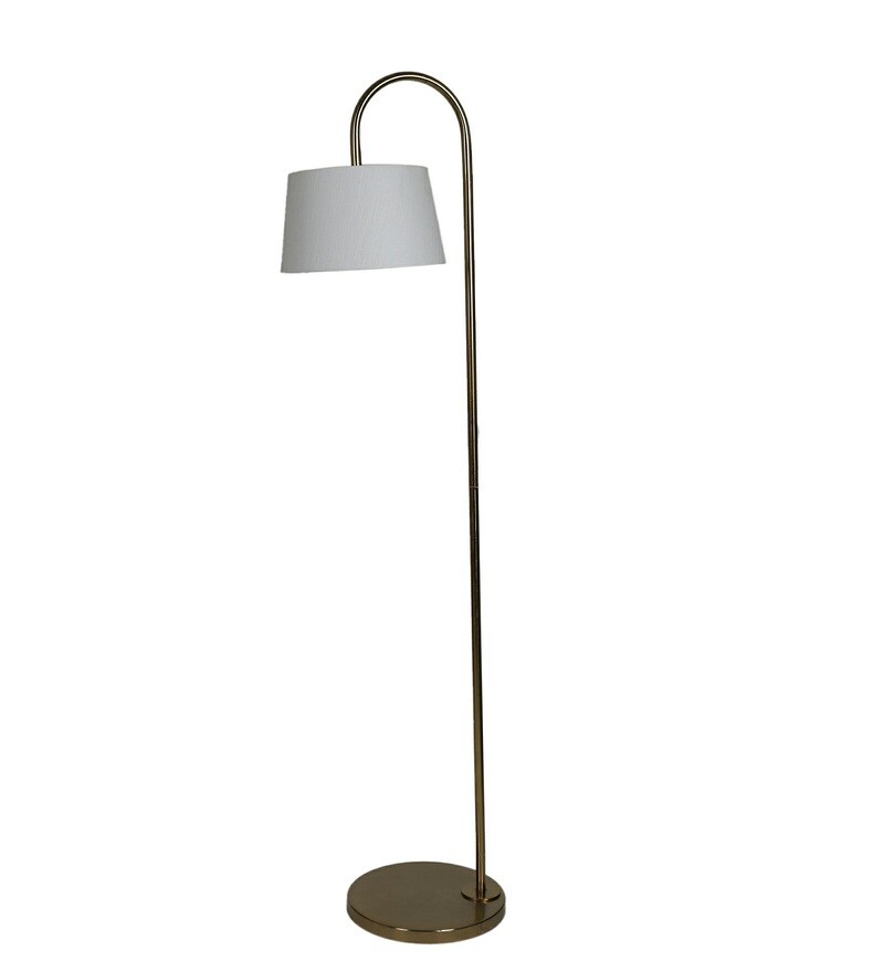 Buy White Shade Floor Lamp With Metal Base By Forever Lights Online ...