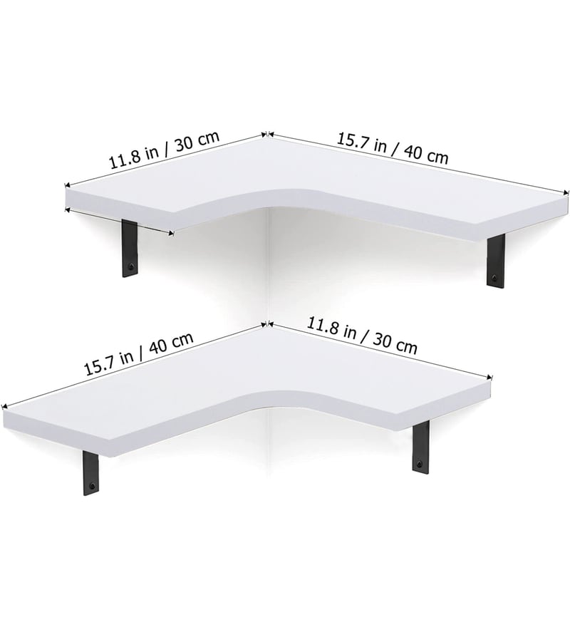 Buy White Wood & Metal Wall Shelf (Set of 2) By Craft Center Online