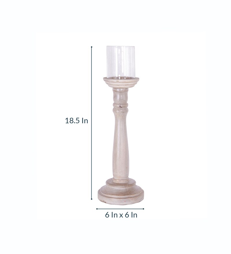 Buy White Wood Table Candle Holder by Fabuliv Online Candle Holders