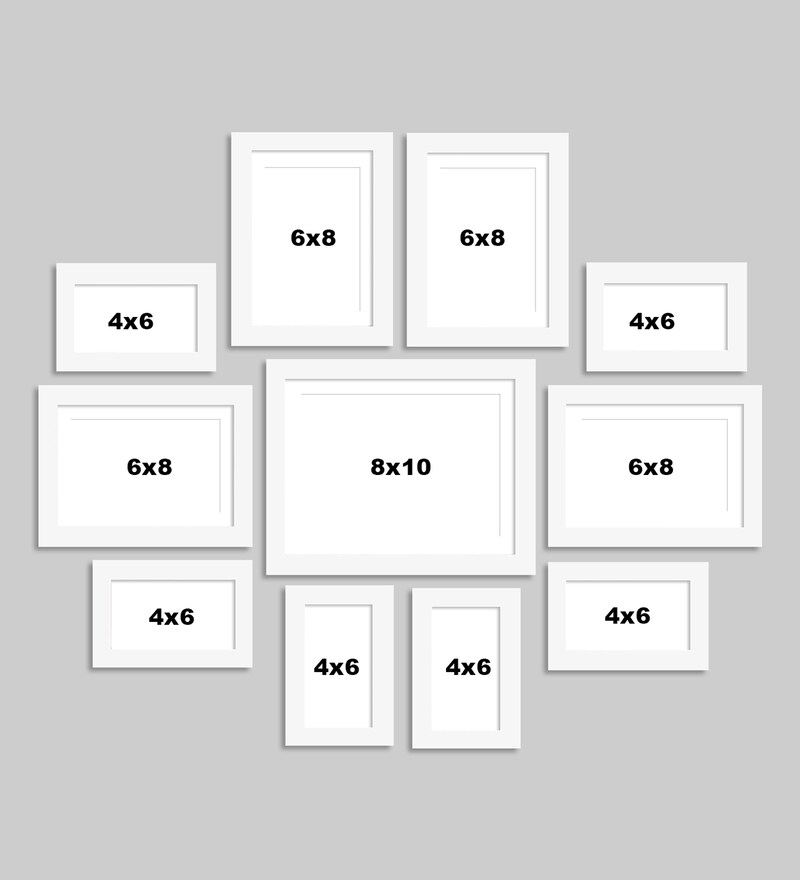 Buy Synthetic wood Wall Photo Frame in White Colour, Set of 11 Art Street Online Collage Photo