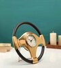 Wheel Gold Aluminium Table Clock