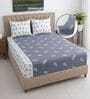 Whit & Grey Shade Floral 400 TC Cotton Queen Size Fitted Bedsheet With 2 Pillow Covers