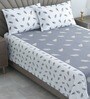 Whit & Grey Shade Floral 400 TC Cotton Single Bed Size Flat Bedsheet With 2 Pillow Covers