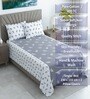 Whit & Grey Shade Floral 400 TC Cotton Single Bed Size Flat Bedsheet With 2 Pillow Covers