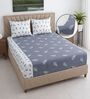 Whit & Grey Shade Floral 400 TC Cotton Superking Size Fitted Bedsheet With 2 Pillow Covers