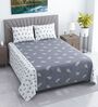 Whit & Grey Shade Floral 400 TC Cotton Superking Size Flat Bedsheet With 2 Pillow Covers