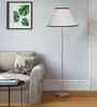 White & Cotton Conical Shade Steel Floor Lamp Steel Base