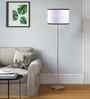 White & Cotton Drum Shade Steel Floor Lamp Steel Base